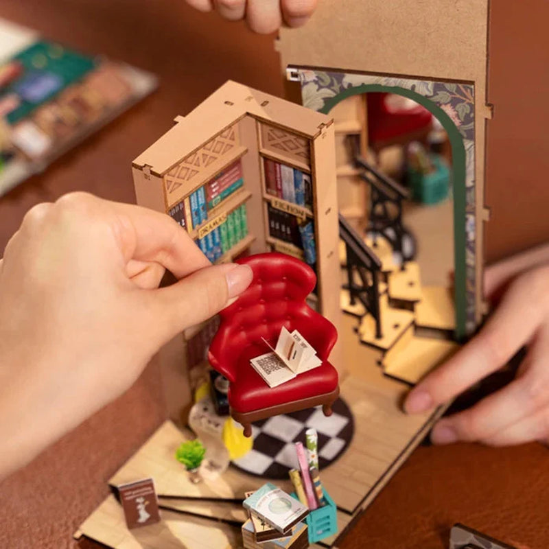 Robotime Book Nook Kit DIY Miniature House with LED Light Booknook