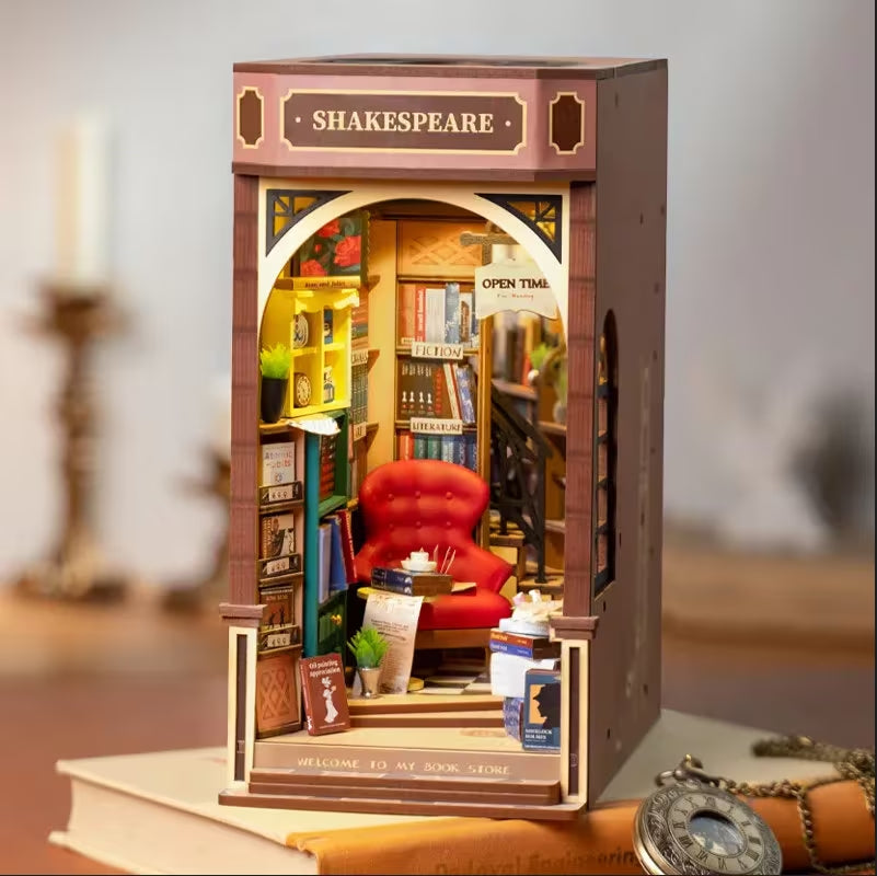 Robotime Rolife New Booknook Bookstore with Light for Grils Housewife Home Decor Easy Assembly Wooden Toys Gifts Presents